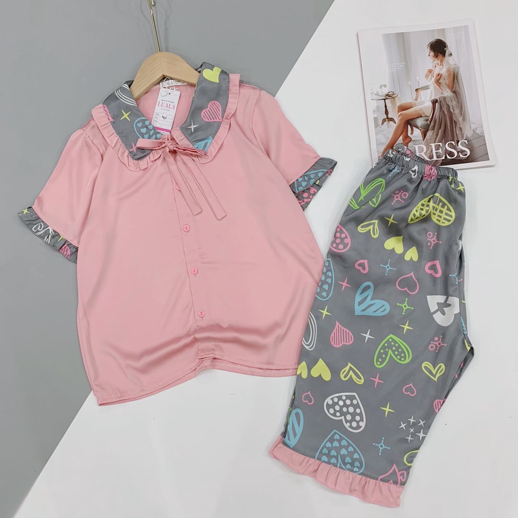 Đồ Ngủ Pijama Lụa Satin Tay Ngắn Quần Lửng Siêu Xinh, Mềm Mịn, Sang Chảnh Boody BP04.6 | BigBuy360 - bigbuy360.vn