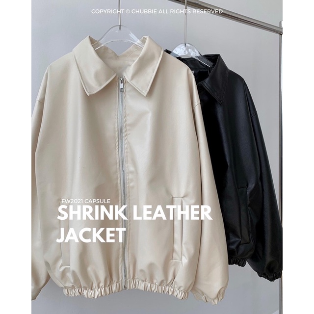 ÁO JACKET DA CHUBBIE chất liệu da 2 lớp, bo chun gấu - CHUBBIE SHRINK Leather Jacket
