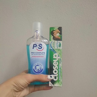 combo nước súc miệng + kem đánh răng