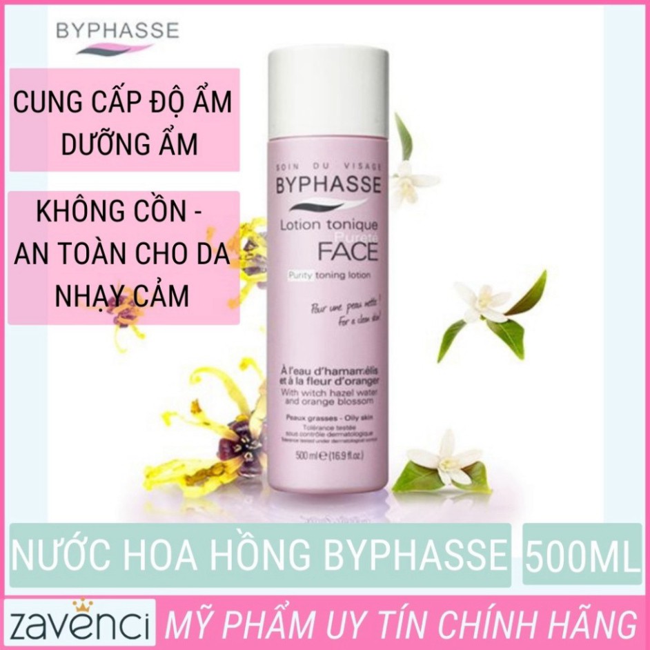 Nước hoa hồng NH23445 BYPHASSE chiết xuất nha đam dành cho da nhạy cảm (500ml)