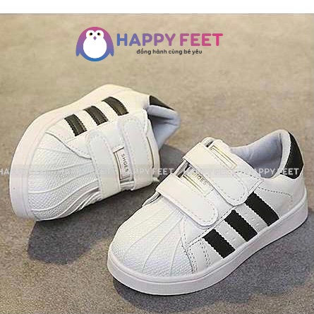 Giầy 3 sọc trẻ em dáng thể thao đế mềm Happy Feet dành cho bé trai bé gái 2-9 tuổi- HF001