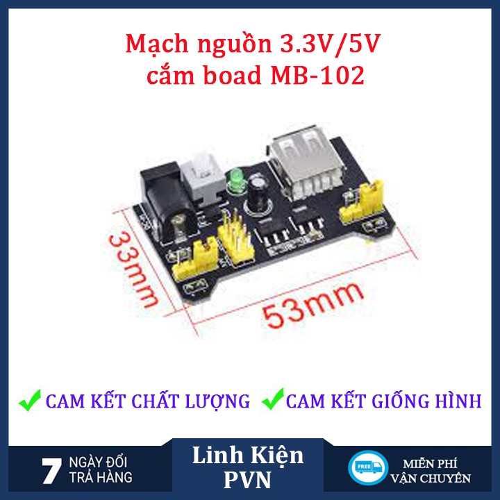 Mạch Nguồn 5V / 3.3V Cắm Board Test MB-102 (Breadboard MB-102)