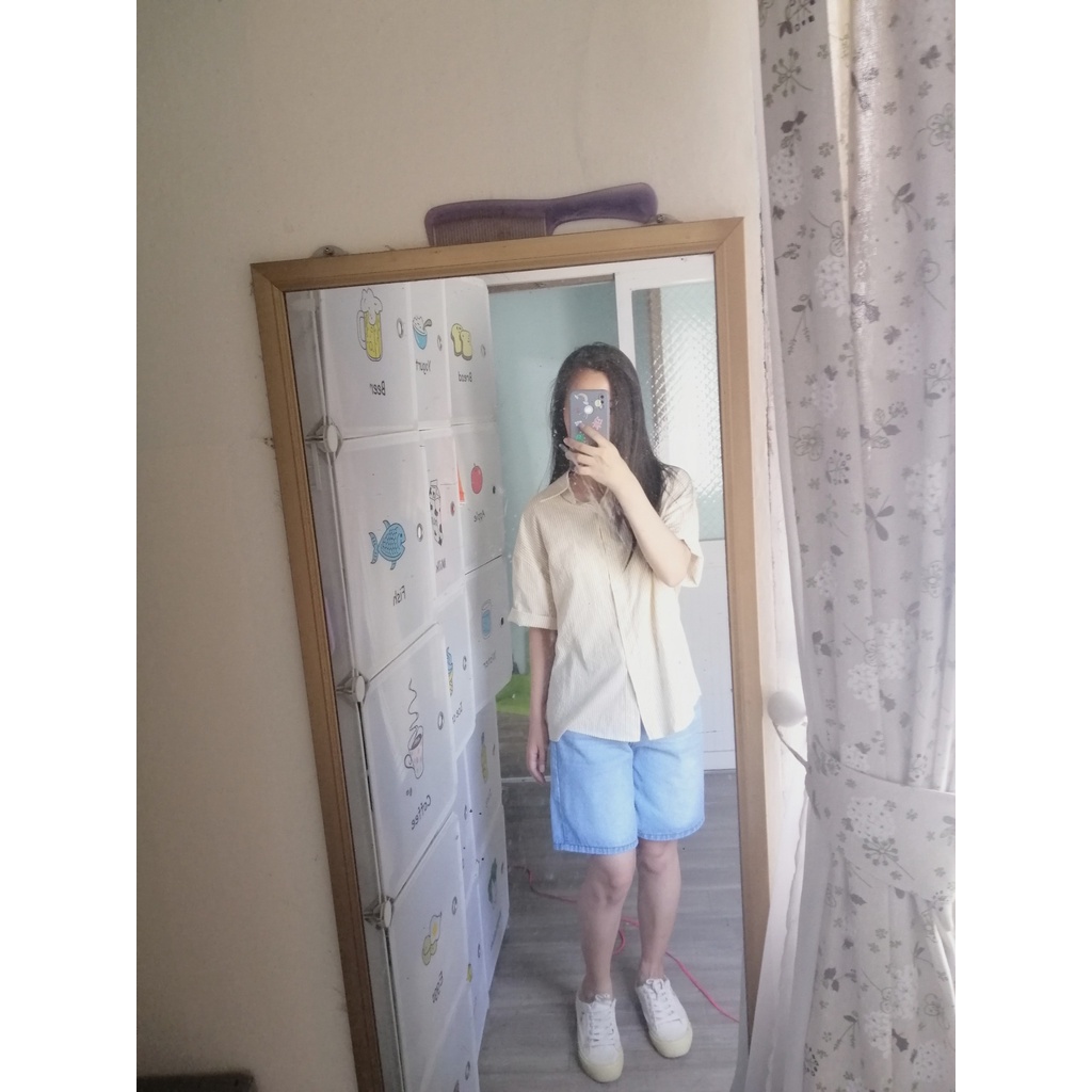 PASS Quần Short Jean Lửng Nữ ngố bò ống rộng MSHA