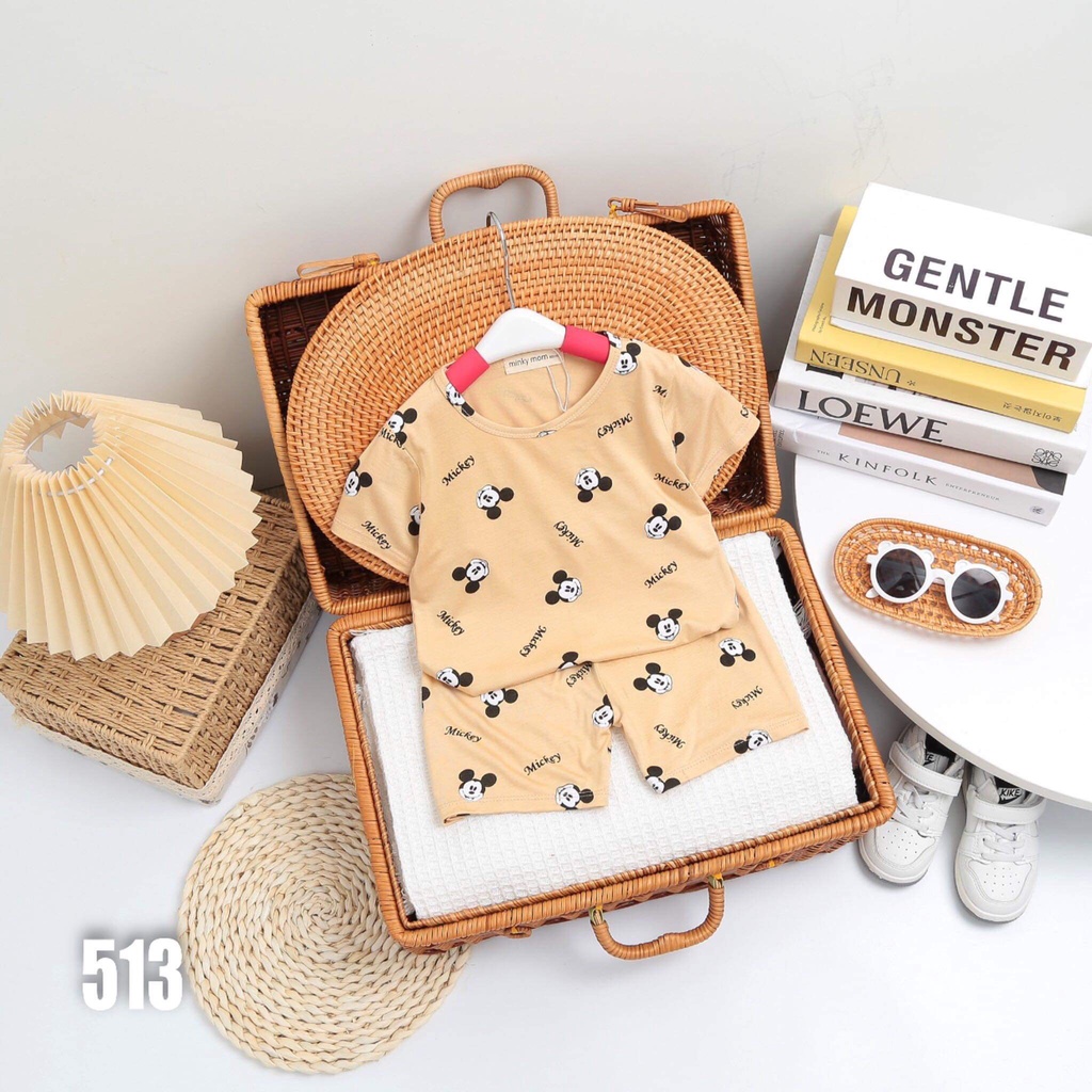 Bộ Ngắn Minky Mom In Họa Tiết Siêu Đẹp, Bé Trai-Bé Gái, 7-19KG.