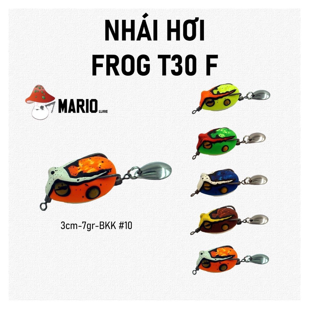 NHÁI HƠI FROG T30 F THÁI LAN 3CM-7G ĐI NỔI MỒI CÂU LURE LÓC CHUỐI VƯỢC CAO SU DÀY DẶN MỀM DAI