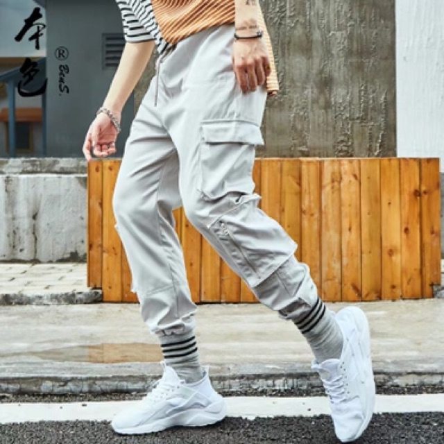 Quần jogger kaki túi hộp unisex Dây Kéo Dưới nam nữ ulzzang WIND