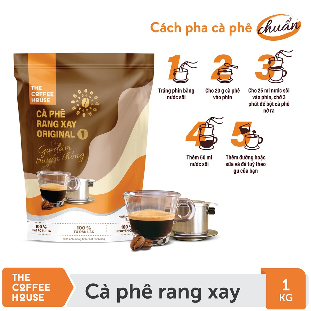 Cà phê rang xay Original 1 The Coffee House (1kg/Gói) Cafe nguyên chất