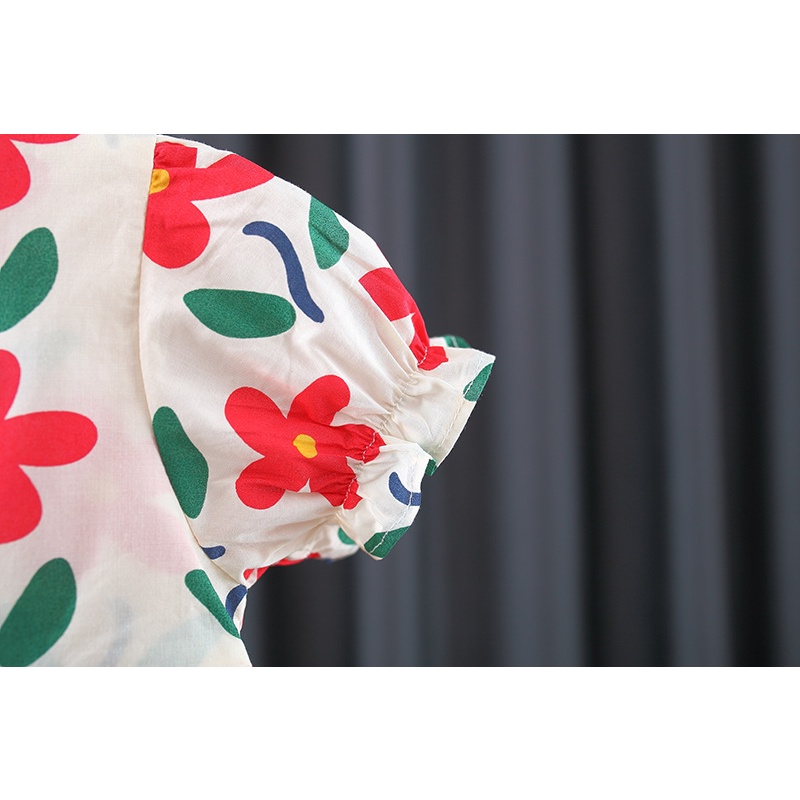 Váy hoa đuôi cá 2 màu bo tay xinh xắn dành cho bé gái 8-23kg