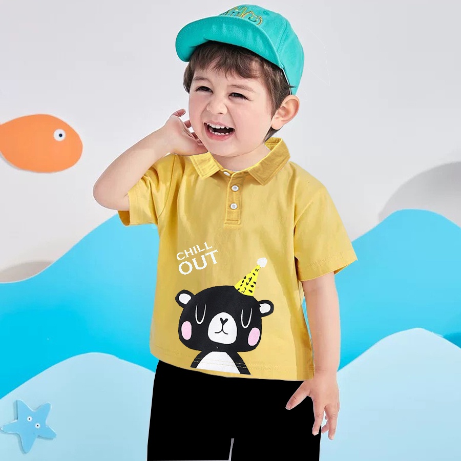 SET Quần Áo Bé Trai Mặc (0 - 5Tuổi), Bộ Đồ Áo Thun Cotton Cổ Trụ Cộc Tay Hình Chú Mèo Đen Kute - KEYER KID SZ33