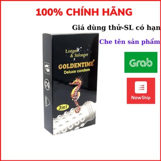 Lẻ 1 bao- bao cao su gân gai goldentime - bcs 3 in 1 kéo dài thời gian