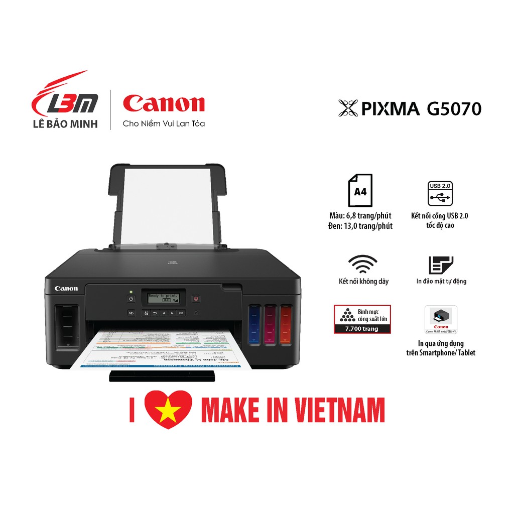 [Mã ELCL12 giảm 9% đơn 300K] Máy In Phun màu Canon G5070