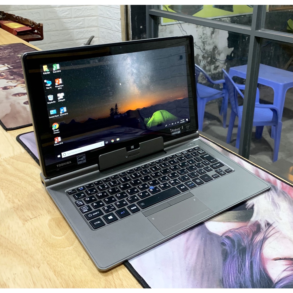 Laptop Toshiba Dynabook V714 Core i3-4020Y Ram 4GB SSD120GB Màn 12 In Full HD Cảm Ứng Đèn Phím Tháo Rời Camera Trước Sau