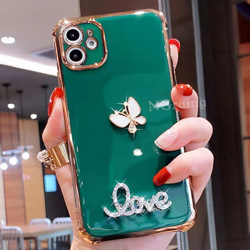 Ôp Điện Thoại Silicon Dẻo Họa Tiết Bươm Bướm Trái Tim Lấp Lánh Sang Trọng Cho honor x6 x8 4g 5g Ốp