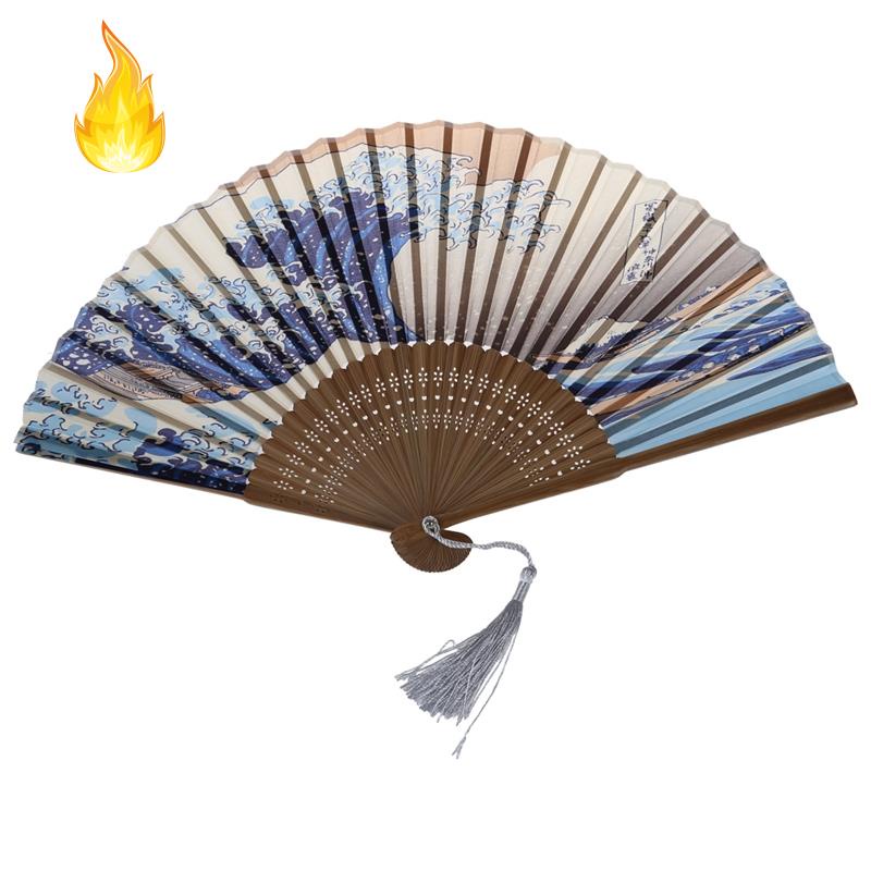 Quạt xếp cầm tay phong cách Ukiyo-e Nhật Bản