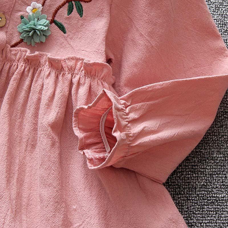 Đầm tay dài in họa tiết hoa dễ thương cho bé gái