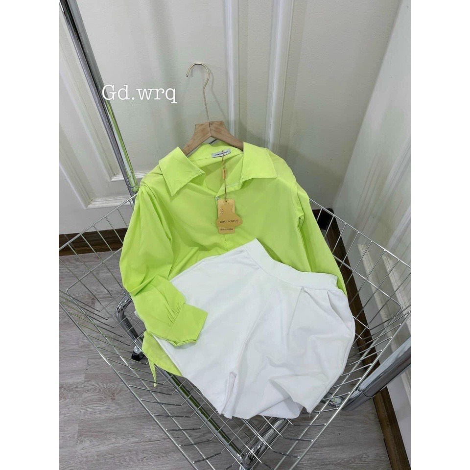 Áo sơ mi rút dây bên eo, sơ mi thiết kế Nacy Design