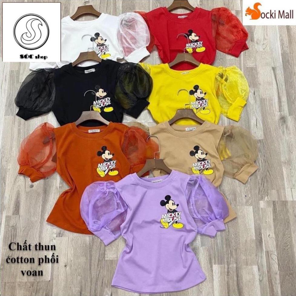 Áo in mickey, tay ngắn phối voan cho mẹ và bé mặc cùng nhau - Thời trang trẻ em - Bé Sóc shop (200554)
