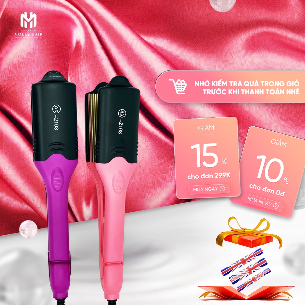 Máy duỗi tóc Mollyhair AX-2108, sử dụng cho mọi loại tóc nhiệt độ đến 220 độ C