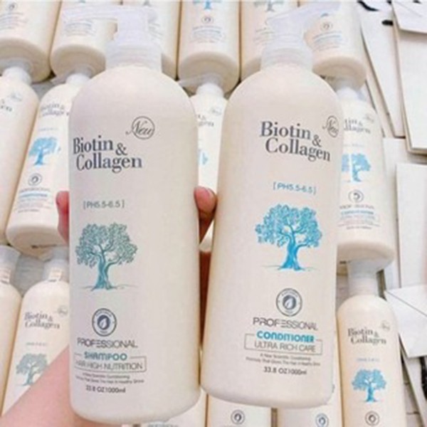 Biotin Collagen - 1 cặp gội xả Chống Rụng Kích Thích Mọc Tóc Siêu Mềm Mượt Biotin & Collagen 1000ml