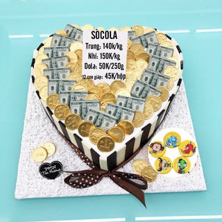 Socola đồng tiền vàng trang trí bánh kem