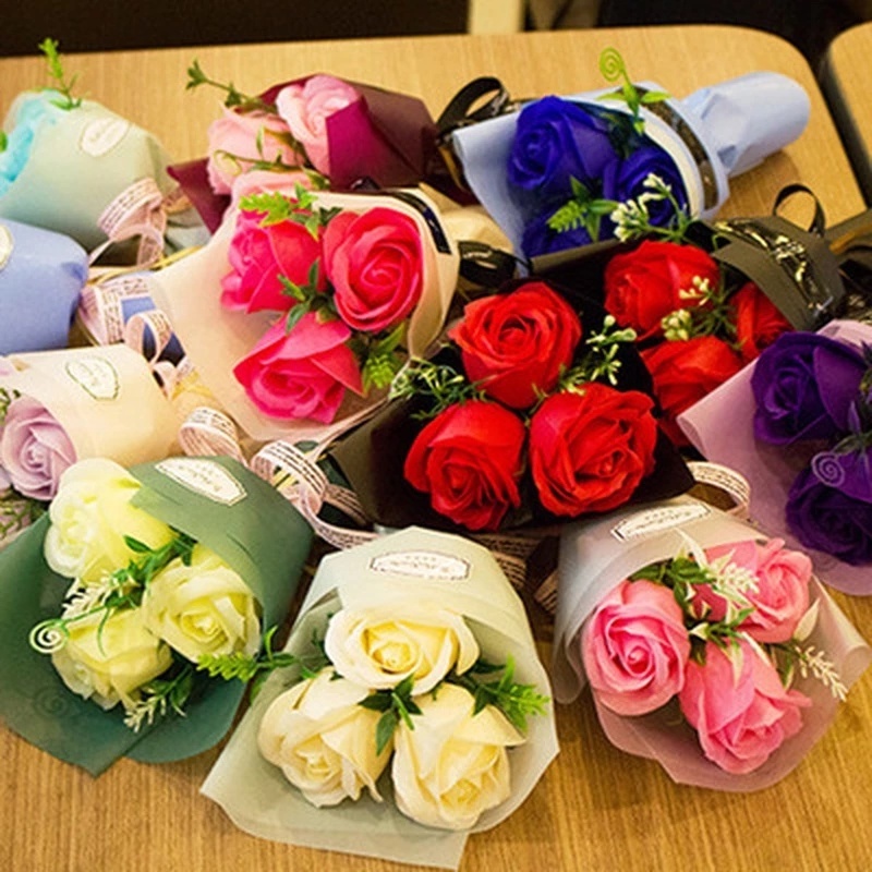 Bó hoa hồng xà phòng nhiều màu sắc lãng mạn dùng để làm quà tặng dịp valentine/ngày của mẹ