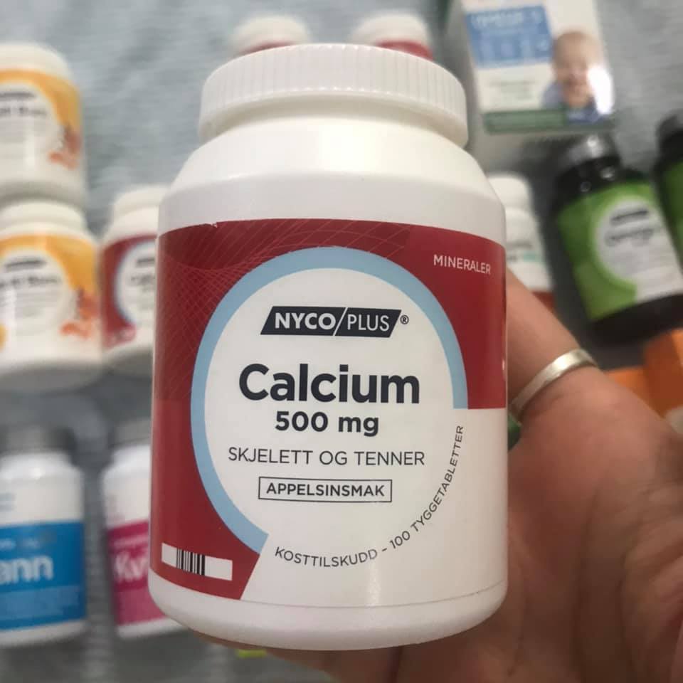 Viên nhai Canxi 500mg vị cam Nycoplus Na Uy