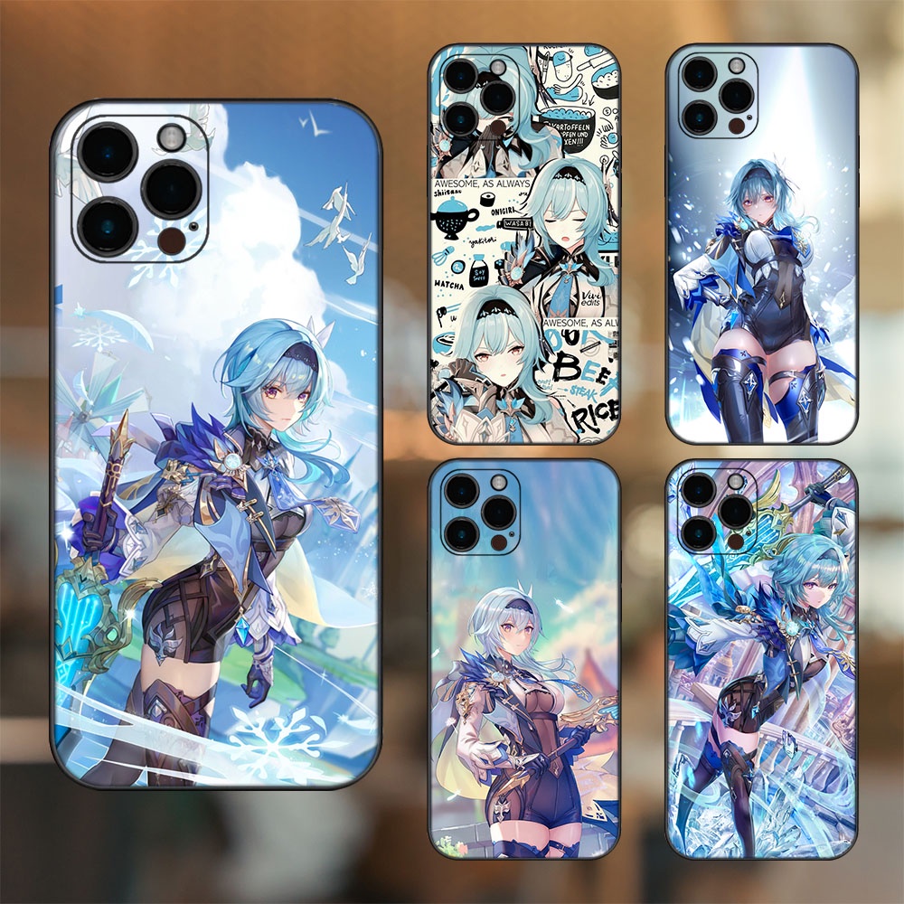 Ốp lưng iPhone 12 Pro Max dẻo đen cạnh vuông in hình Eula Genshin Impact