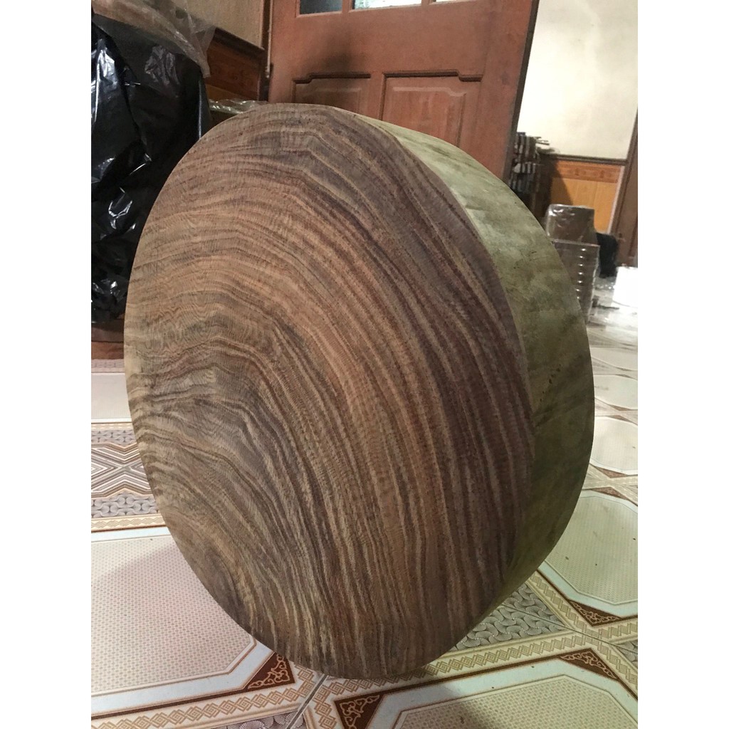 Thớt gỗ nghiến đường kính 50cm dày 6cm TẶNG KÈM ĐAI INOX, FREESHIP