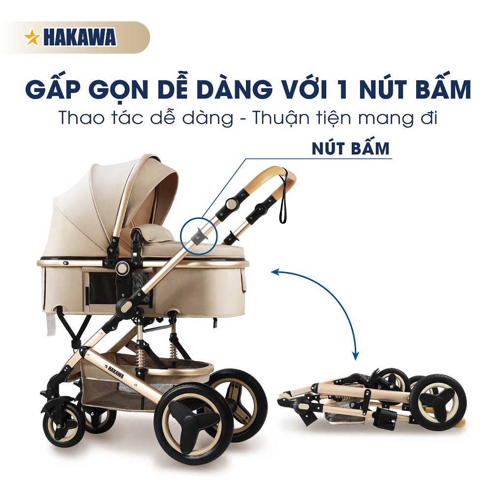 Xe đẩy cho bé HAKAWA HK-B02 - Phân phối chính hãng - Bảo hành 3 năm