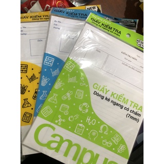 Tập 25 Tờ Đôi Giấy Kiểm Tra Campus Kẻ Ngang Có Chấm