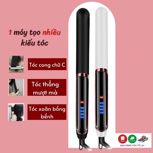 Máy ép duỗi tóc, uốn tóc xoăn Hàn Quốc 3in1, thanh gốm là tóc nhanh, giúp kẹp thẳng tóc tránh hư tổn, BH 24 tháng