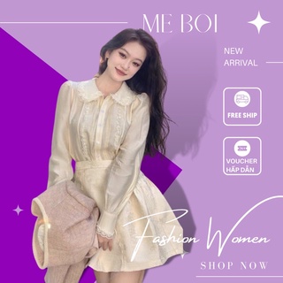 Set áo dạ tweed váy ngắn xòe bồng cho nữ hàng quảng châu