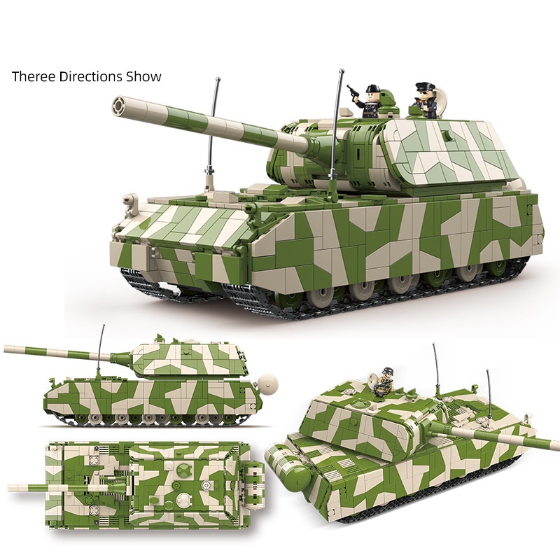 Đồ chơi lắp ráp Xe Tăng Đức hạng nặng Maus, Quanquan 100234 Xếp hình thông minh, Mô hình Xe tăng