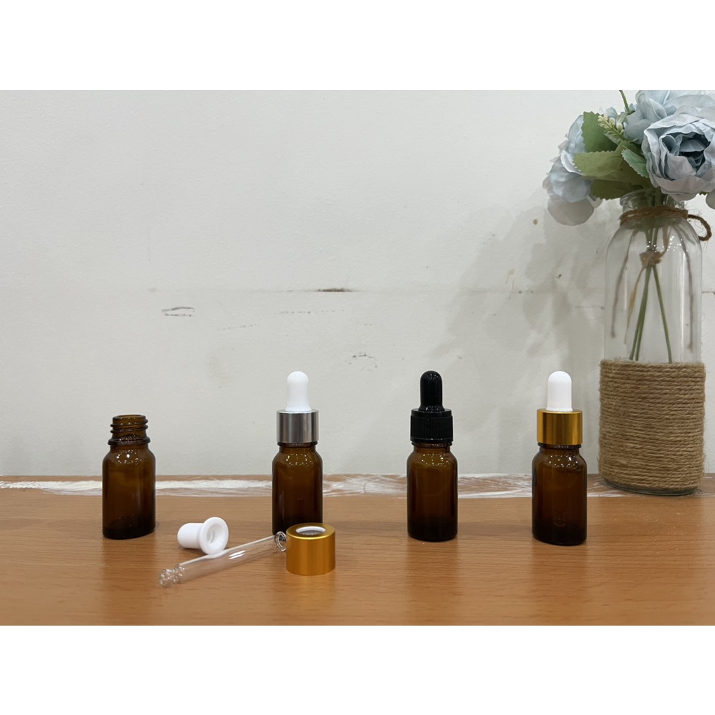 Chai Thủy Tinh NÂU NẮP BÓP Đựng Serum, Tinh Dầu 10ml//20ml/30ml/50ml