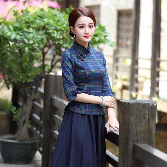 Áo sườn xám tay lỡ PMS55