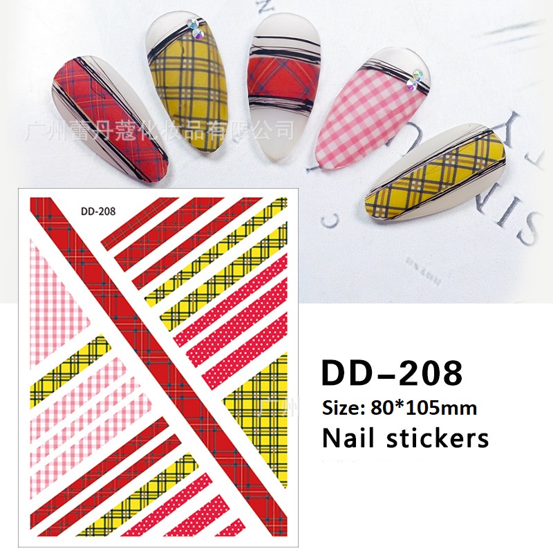 Sticker 3D Sọc Caro | Hình Dán Móng Tay DD-208