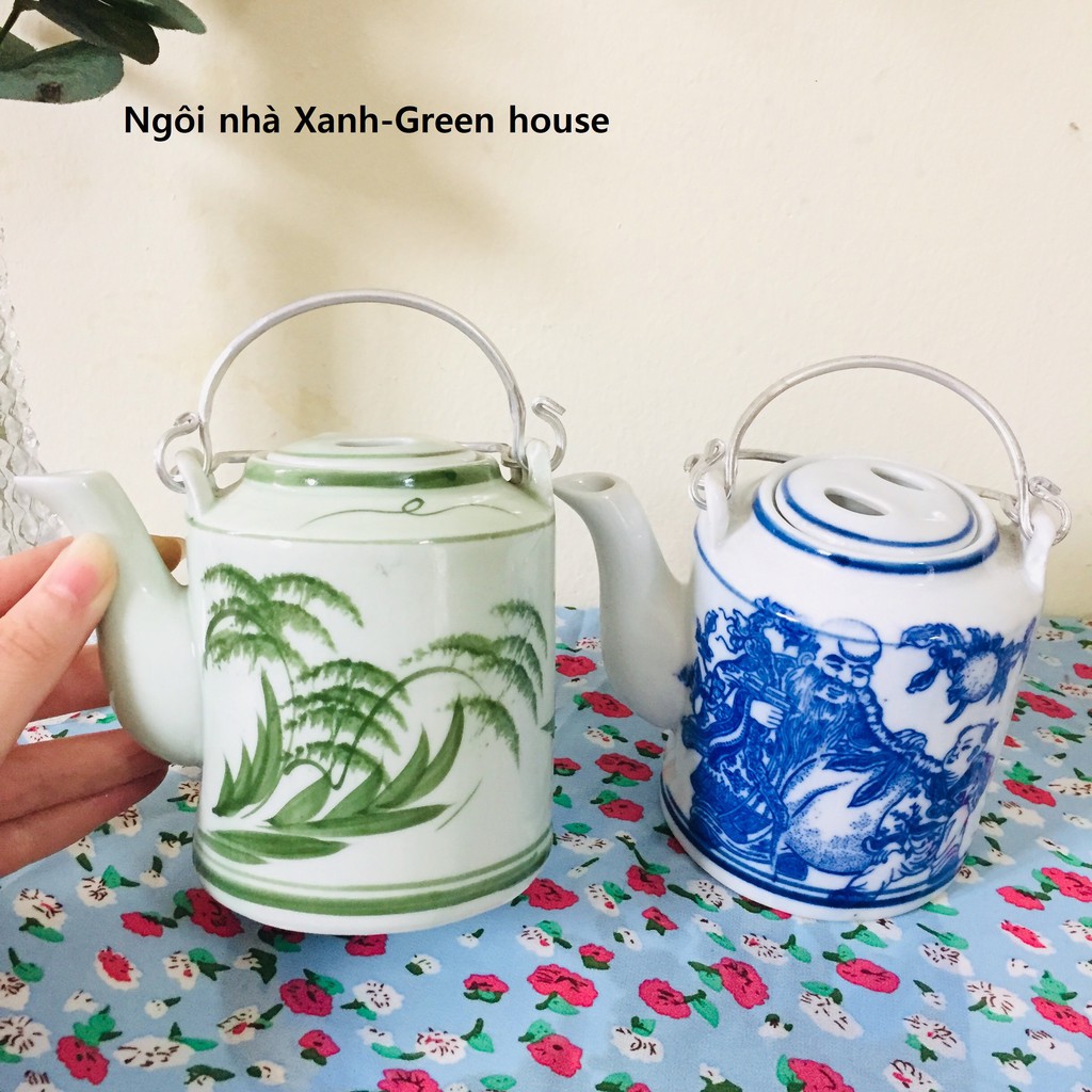 Ấm tích pha trà, bình hãm trà xanh, ủ trà thơm ngon thiết kế hoa văn sơn thủy họa tiết, kích cỡ loại 0,5L