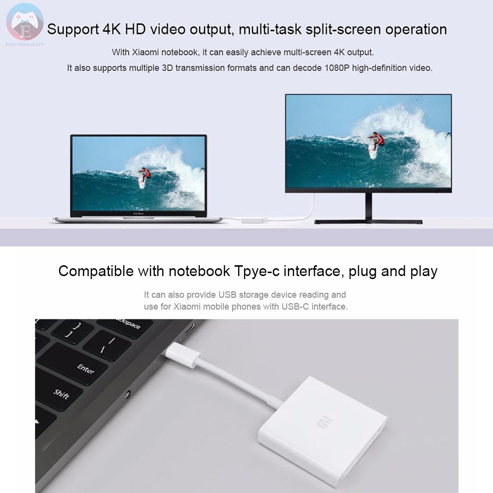 XIAOMI Bộ Chuyển Đổi Usb-C Hub Type-C Sang Usb 3.0 / Hdmi-Comp 4k 1080p 5gbps