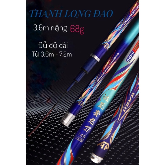 🔥Tặng ngọn phụ🔥CẦN CÂU ĐƠN, CÂU ĐÀI THANH LONG ĐAO 6H