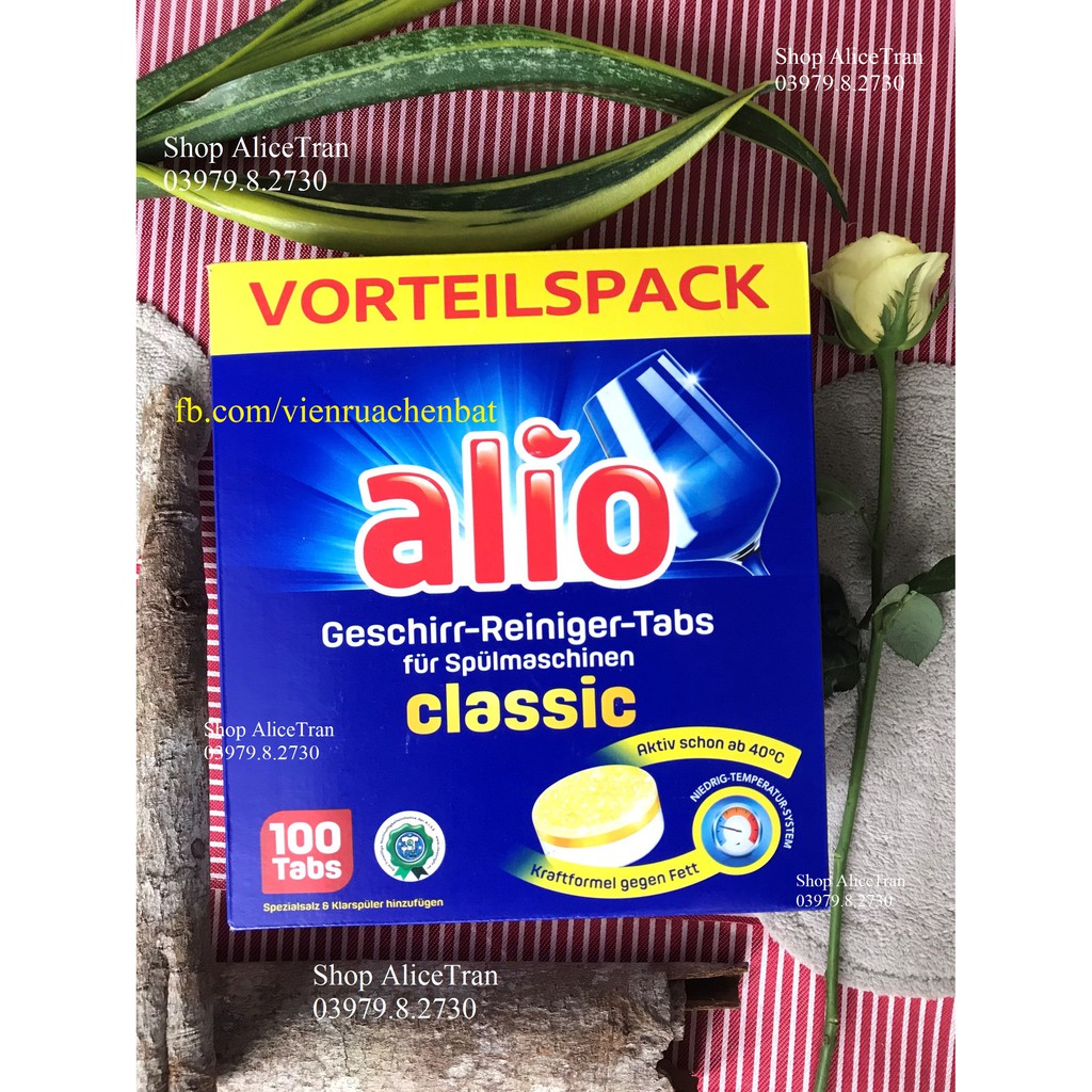 ALIO - Bột 1.8kg/ Viên Classic 100v/ Viên All in one 40v/ Muối 2kg (dùng trong máy rửa chén bát)