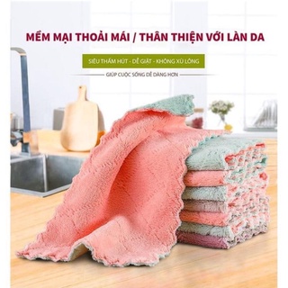 🔥BÁN SỶ🔥 KT 25*25cm Khăn lau bếp đa năng 2 mặt siêu thấm (lau bếp, bát đĩa, bàn ghế...) kháng khuẩn