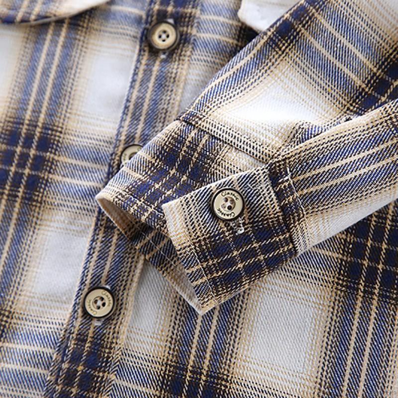 Bộ áo sơ mi dài tay sọc caro + quần dài cho bé trai