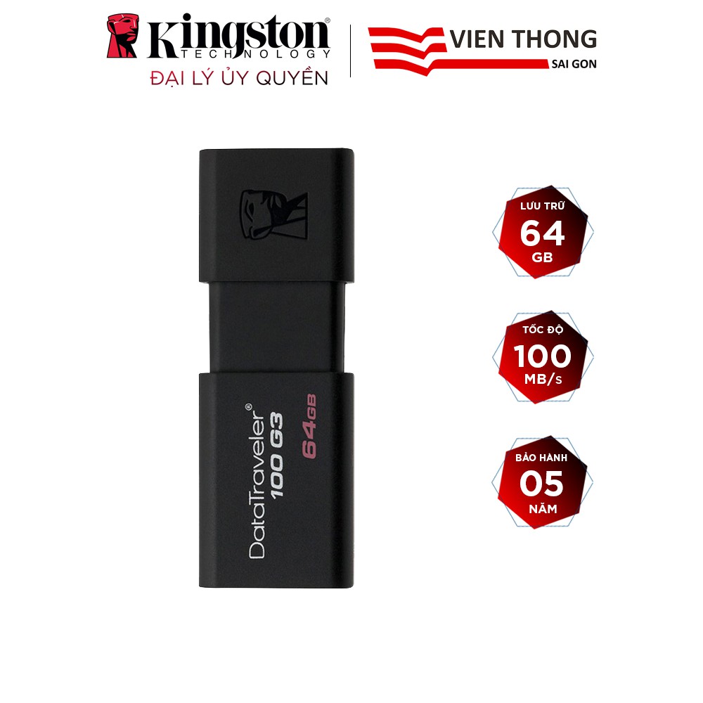 USB 3.0 Kingston DT100G3 64GB tốc độ upto 100MB/s