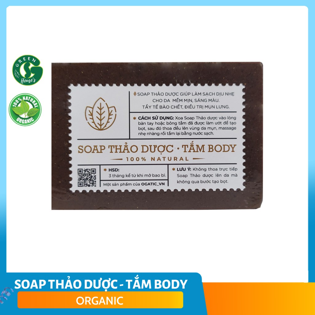 Xà phòng giảm mụn lưng, giảm thâm mụn lưng Than tre hoạt tính Ogatic Soap, xà bông tắm dưỡng da