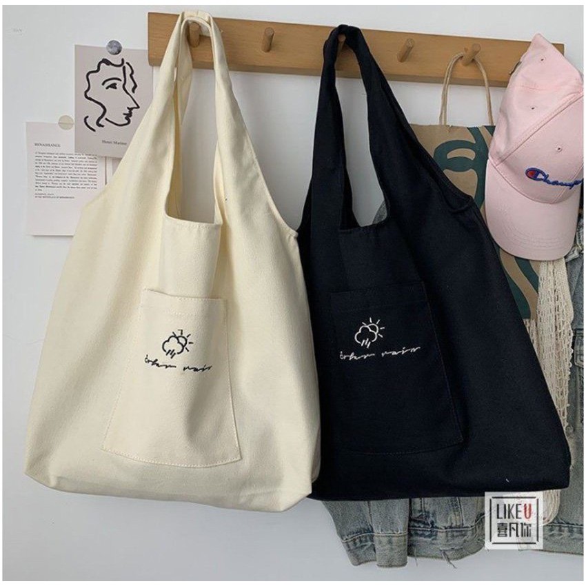 Túi vải tote canvas cỡ lớn túi vải đeo vai đi học đi chơi phong cách trẻ trung năng động-Hazi thời trang Unisex