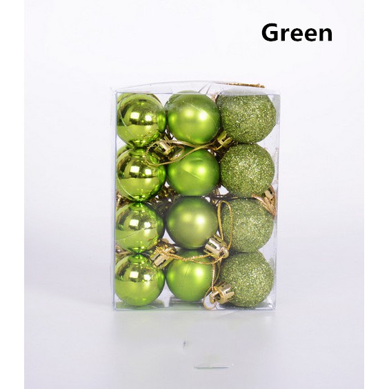 Hộp 24 quả châu 30mm nhiều màu sắc trang trí cây thông Noel