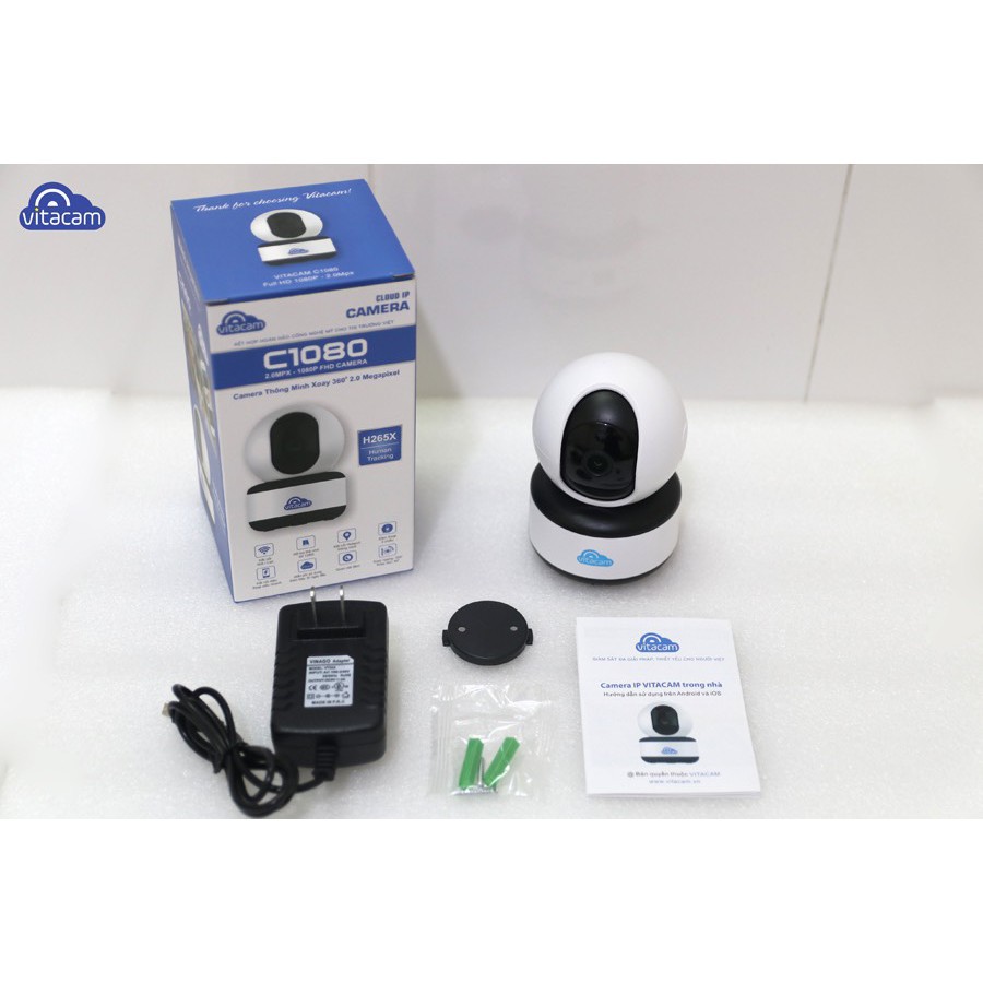 CAMERA IP WIFI VITACAM C1080 2.0MPX - FULLHD 1080P - H.265X - QUAY QUÉT THEO CHUYỂN ĐỘNG+KÈM THẺ NHỚ