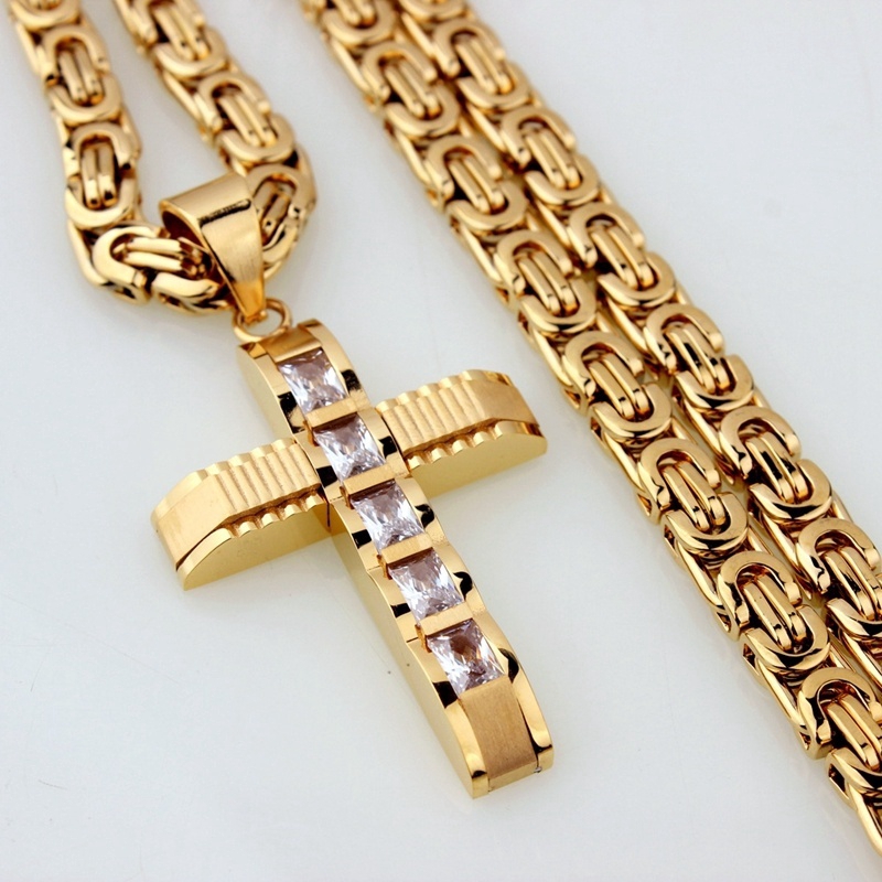 Mặt Dây Chuyền Hình Thánh Giá Đính Đá Zircon Cho Nam