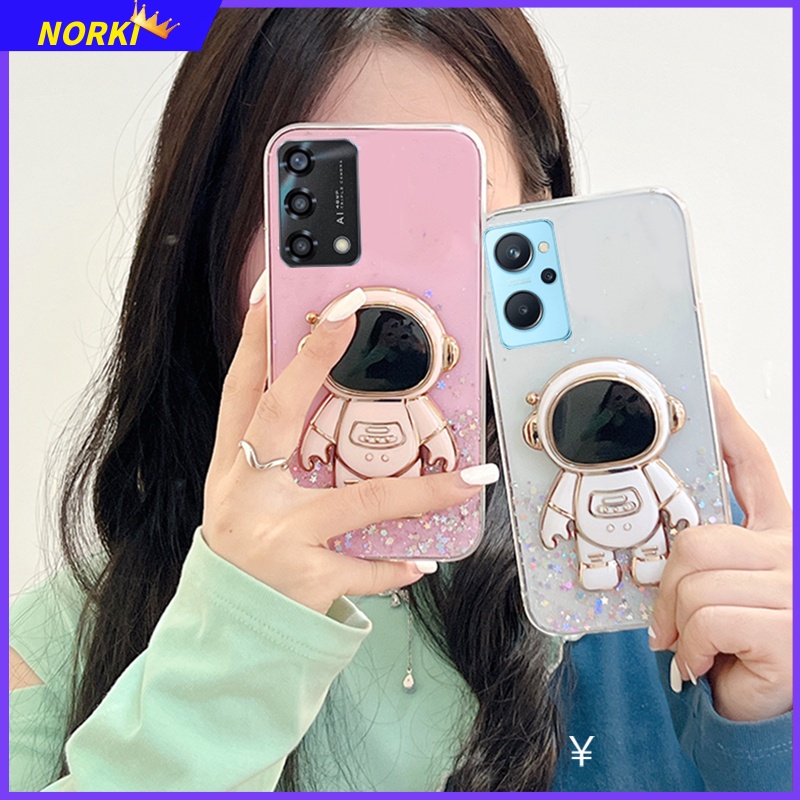 Ốp Điện Thoại Kim Tuyến Nước Kèm Giá Đỡ Hình Phi Hành Gia 3D Cho OPPO Reno 8T 8 8Pro 8Z 7 7Pro 7Z 6 6Pro 6Z