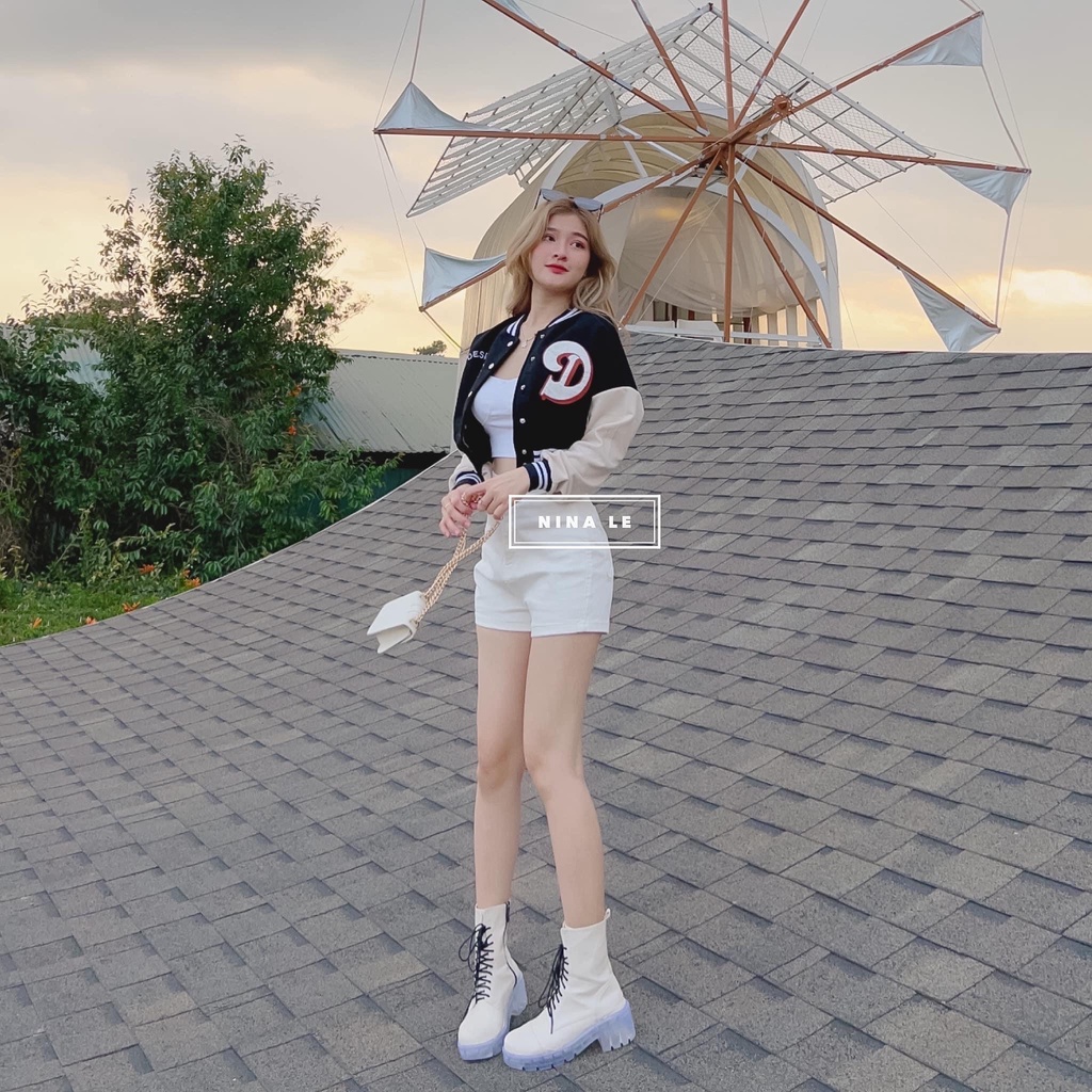 Áo Bomber Croptop - Áo Khoác Nữ Dáng Lửng Form Rộng Bấm Cúc Sexy Hàn Quốc Chang Bi Shop